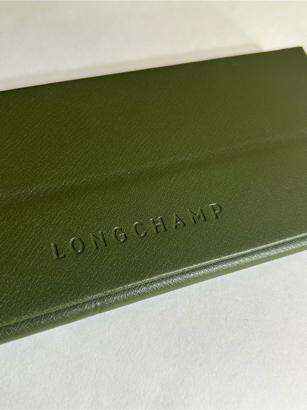 Longchamp Olive Green Leather Folded Wallet